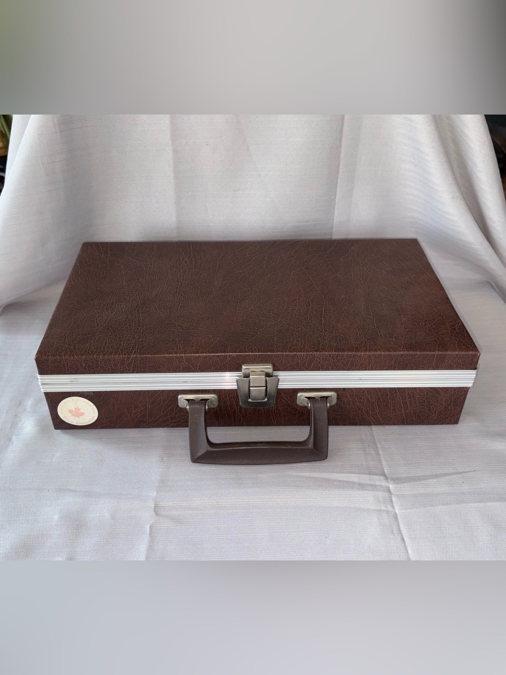 Brown Vintage Cassette Tape Briefcase-Style Carry Case